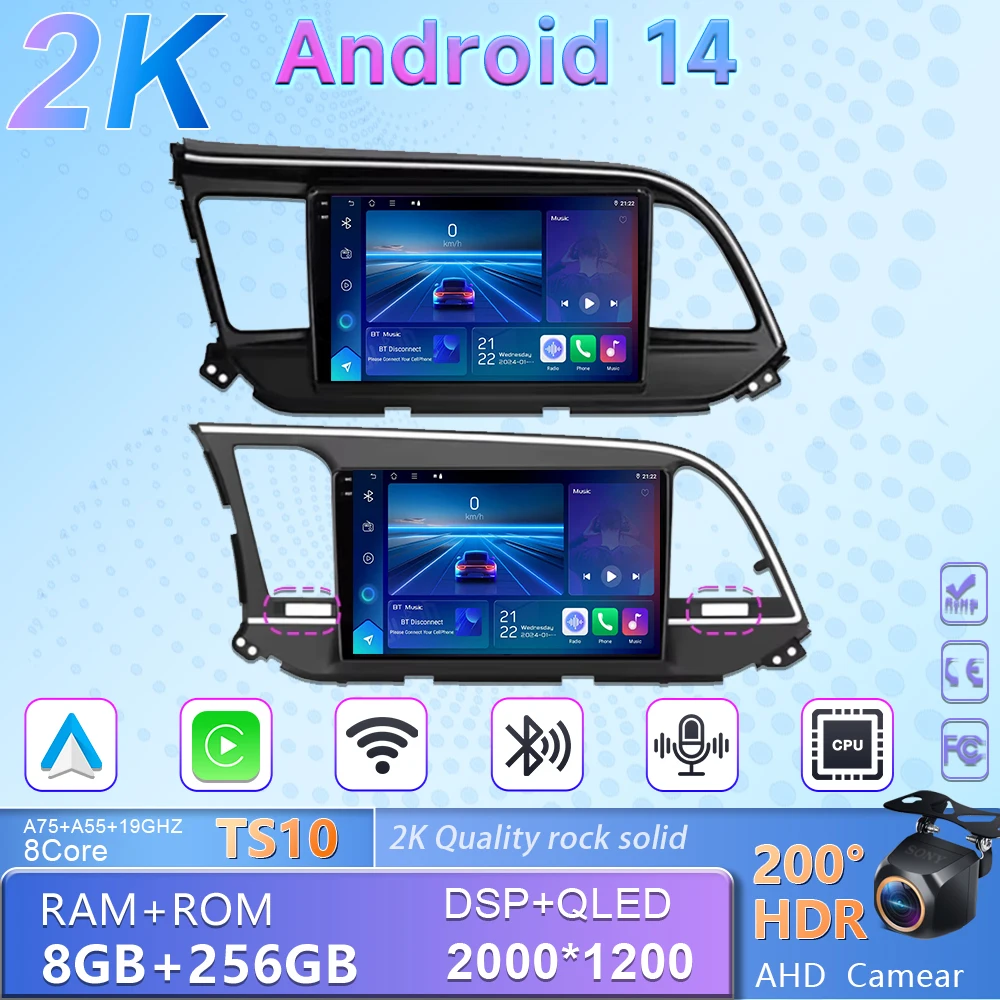 

Android 14 For Hyundai Elantra Avante AD 2015 ~ 2021 Car Multimedia GPS Radio Navigation NAVI Player CarPlay No 2din Head 5G WiF