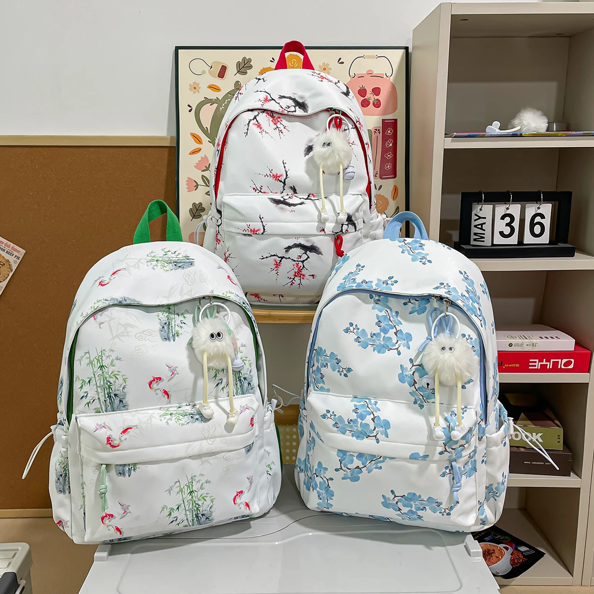 

Sweet Fashionable Large Capacity Student Backpack Women's Double Shoulder Bag Dyed Print National Artistic Style Bookbag