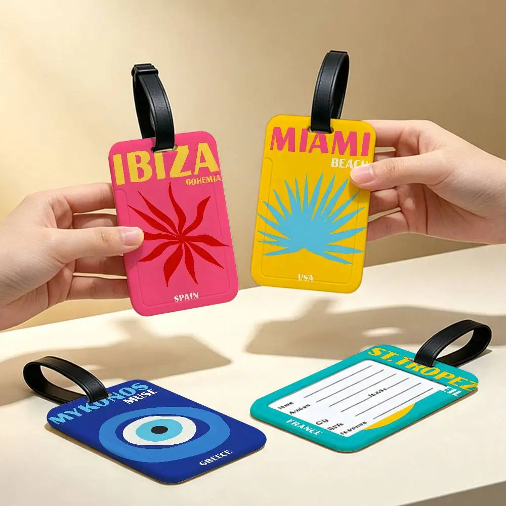 Modern Scenic Travel Mykonos Palm Miami PVC Waterproof Luggage Tag Anti lost Information Card Cover For Student Bag Travel