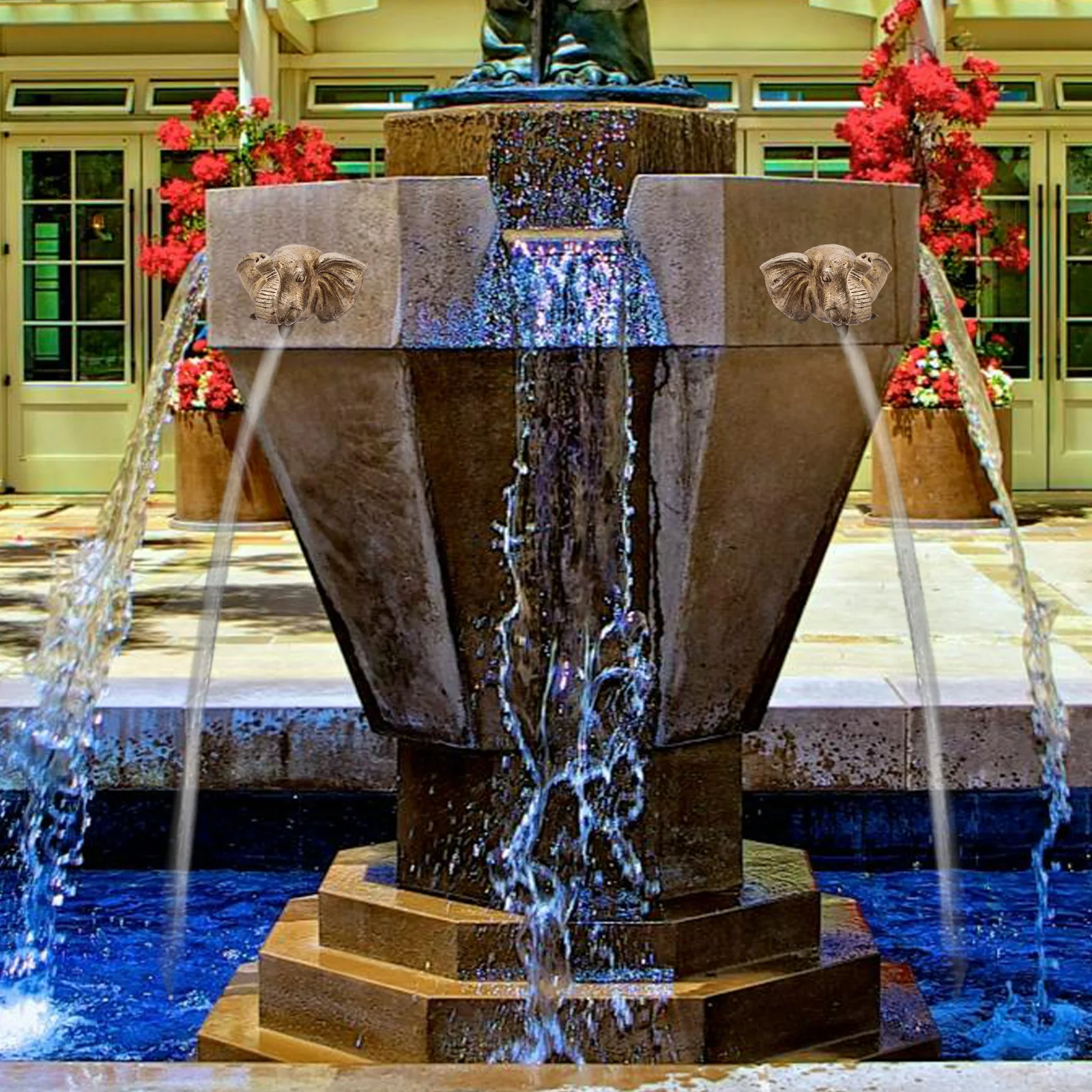 

1pc Elephant Head Water Fountain Spout Wall Mounted Outdoor Garden Decor Resin Animal Statue For Pond Pool Sprayer Feng Shui