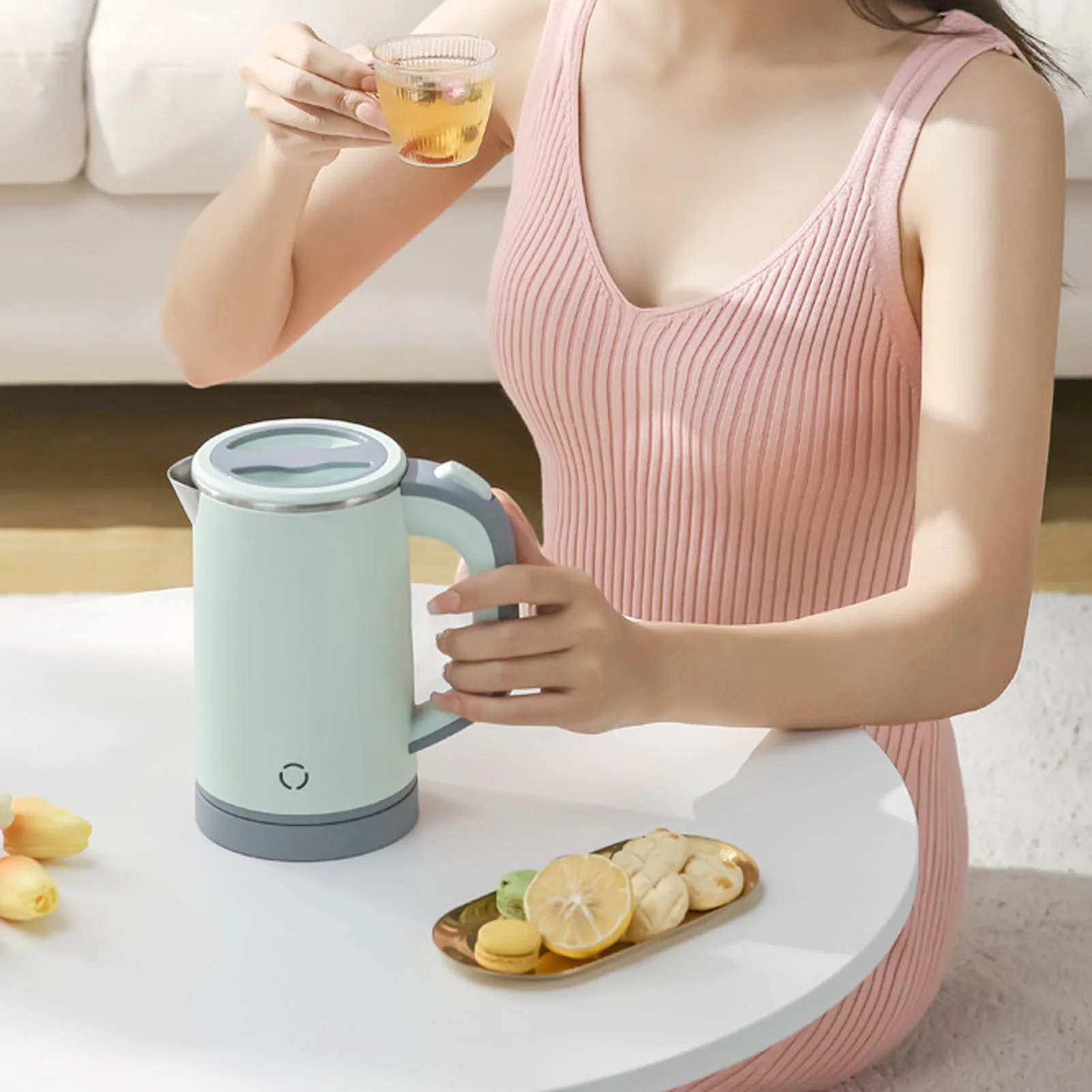 

600W Fast Boiling Electric Kettle 0.8L Stainless Steel Water Boiler Anti Dry Burn Protection Safe for Home Office Use Trave。