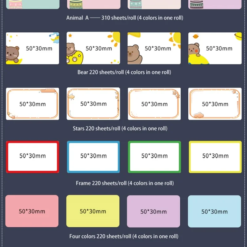 Papel de etiqueta de fio de cabo P50 multifuncional para uso na impressora Marklife P11 com alta qualidade e cinco papéis de etiqueta com 5 cores