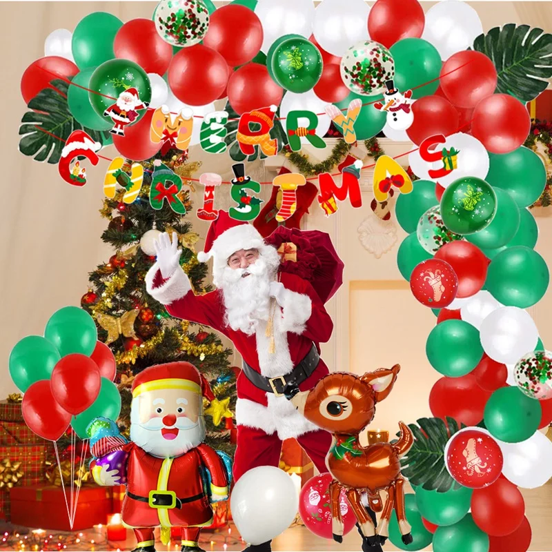 1Set Decoration Christmas Merry Christmas Balloon Set Holiday Theme Background Decoration