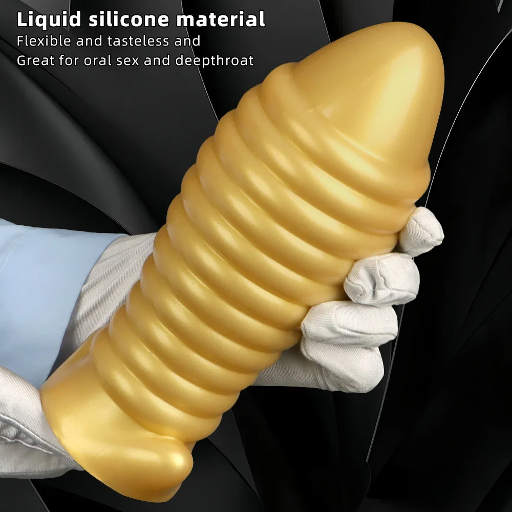 Large Ribbed Silicone Anal Plug Big Butt Plug Anus Stimulator Anal Expansion Training Toy For Advanced Men Women Masturbation