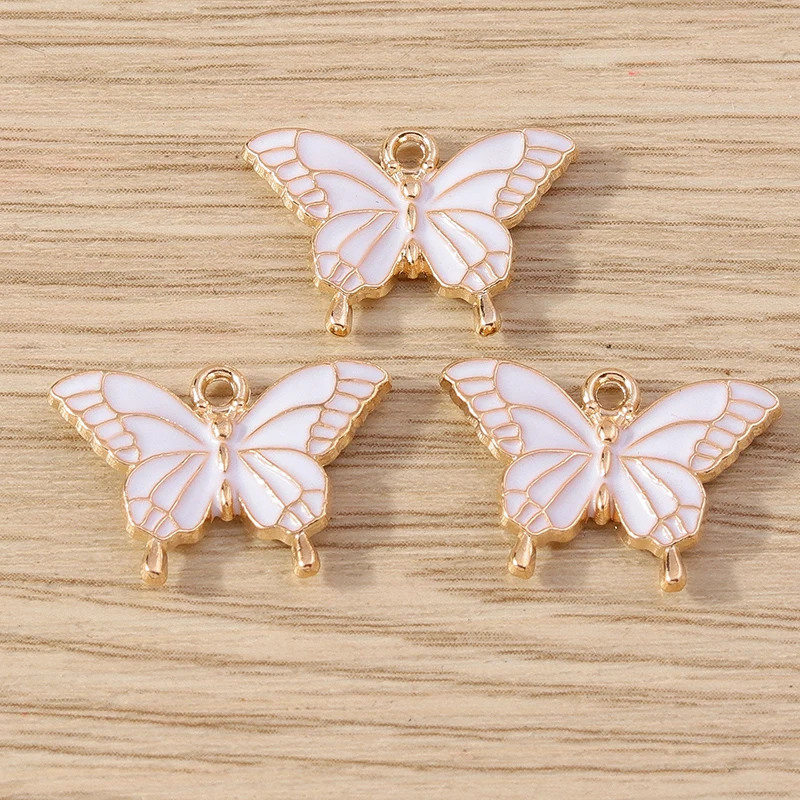 10 Stück Niedliche Tieranhänger Bunte Emaille Fliegende Schmetterlinge Anhänger für Schmuckherstellung Halsketten Ohrringe DIY Bastelzubehör – Detail 16