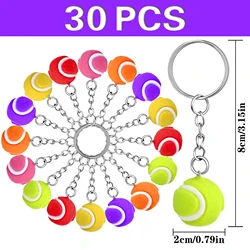 30Pcs New Design Tennis Ball Key chain Car Key Ring sport chain sliver color Bag pendant KeyChains For Man Women Gift wholesale