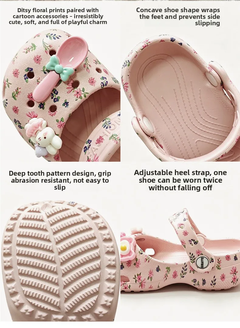 2026 Sommer Mädchen Mode Dickbodige Lochschuhe EVA Pantoffeln Rutschfeste Baotou-Slipper Outdoor Strand-Sandalen – Detail 7
