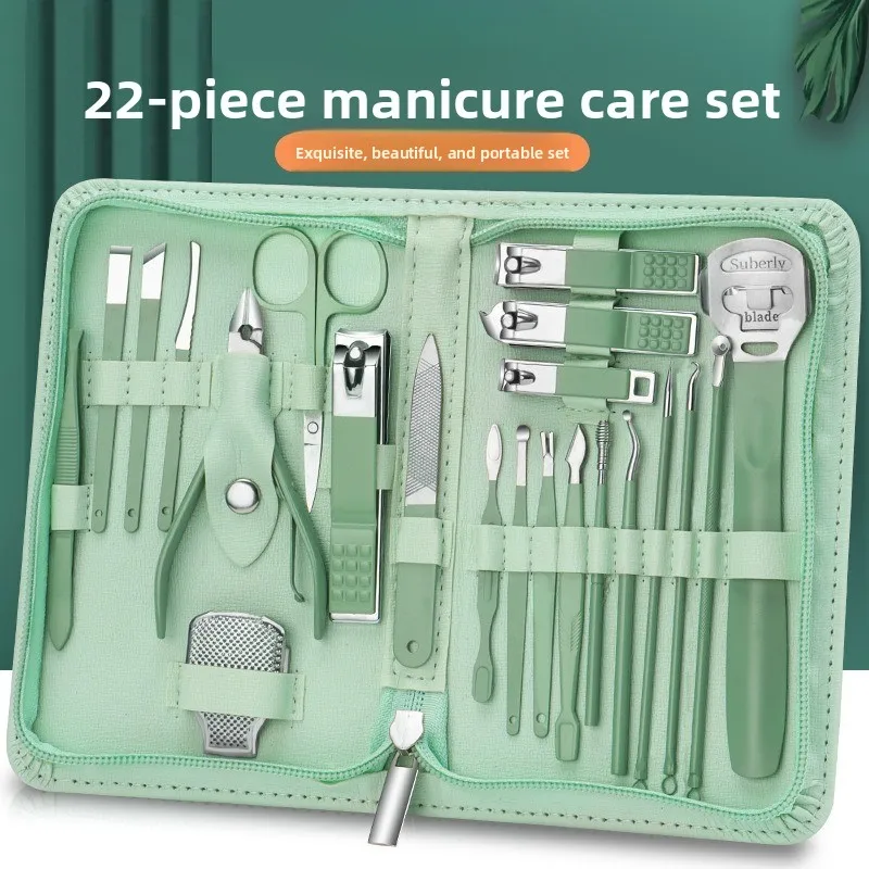 Matcha Green Nail Clipper 35Pcs Set Full Manicure Kit Nail Cutter Pedicure Manicure Tool Set Tools