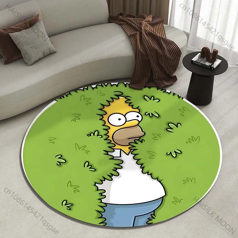Cartoon character hiding in bushes Printed round carpet living room sofa table large pet mat soft round carpet home decor