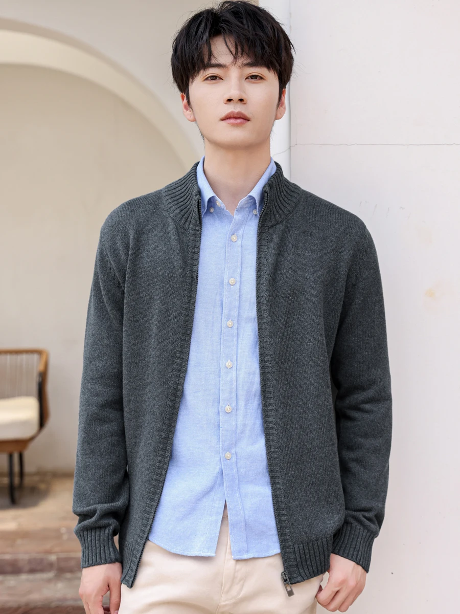 

Faionable Long Sve Zipper Knitted Cardigan Men's Autumn Winter Sweater Casual Comfortable Cotton Yarn f High Collar