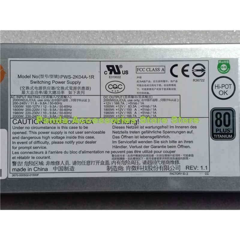 Imagem -05 - Original para Supermicro Power Module Servidor Redundante Fonte de Alimentação Alta Qualidade Totalmente Testado Navio Rápido Pws2k04a1r 2000w