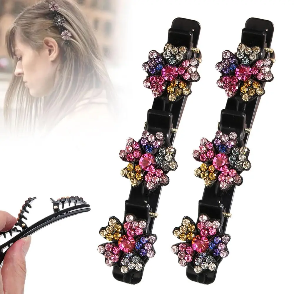 

Sparkling Crystal Stone Braided Hair Clips, 2026 New, Butterfly Clips for Women & Girls, Short Hair Clips, 2 Pack
