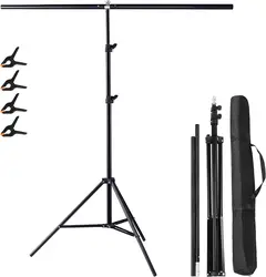 Selens Adjustable T-Shaped Backdrop Stand With Heavy Duty Clamps, Backdrop Holder Foldable T-Shape Background Support Stand
