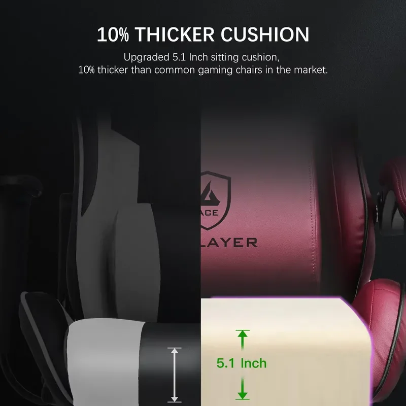GTPLAYER Gaming Chair with Speakers, Ergonomic Faux Leather Recliner with Footrest, Adjustable Swivel PC Chair view 5