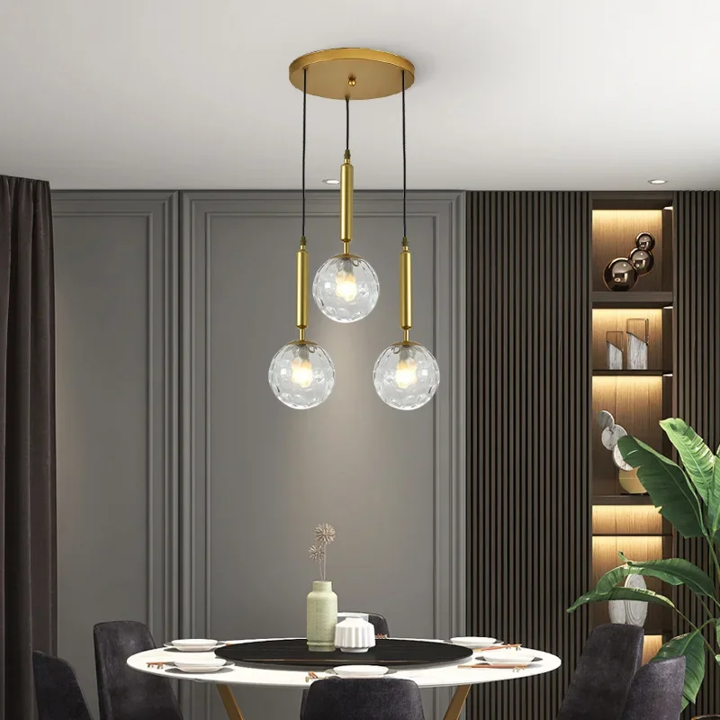 

Nordic Modern LED Chandelier Glass Ball Pendant Light for Home Dining Room Indoor Hotel Lobby Decor Stairs Hanging Lamp