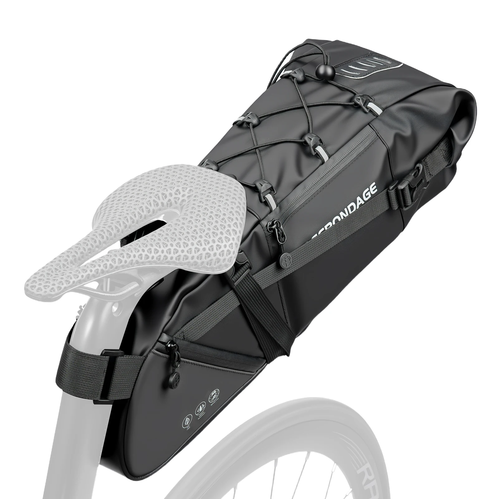 OFFBONDAGE Fietszadeltas Waterdicht 15L Fietstas met grote capaciteit Fietsen Achtertas MTB Opvouwbare achtertas Fietswegbagage - afbeelding 1