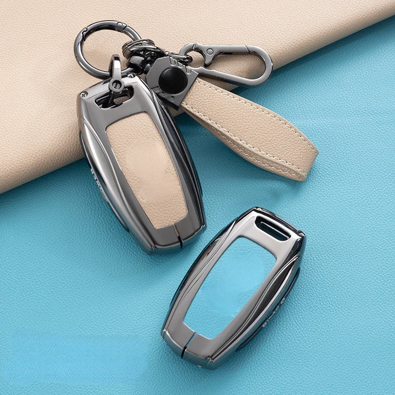 Car Key Protection Cover Suitable for GreatWall POWER Black Khaki Blue Zinc Alloy + Leather Car Remote Key Case Cover