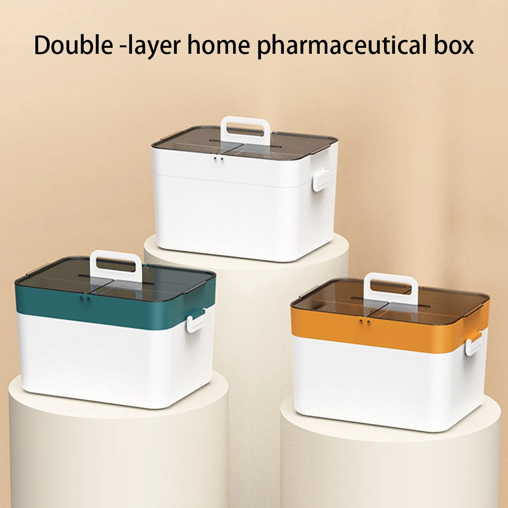 

Medicine Box 2 Layers Storage Portable Medical Family Emergency with