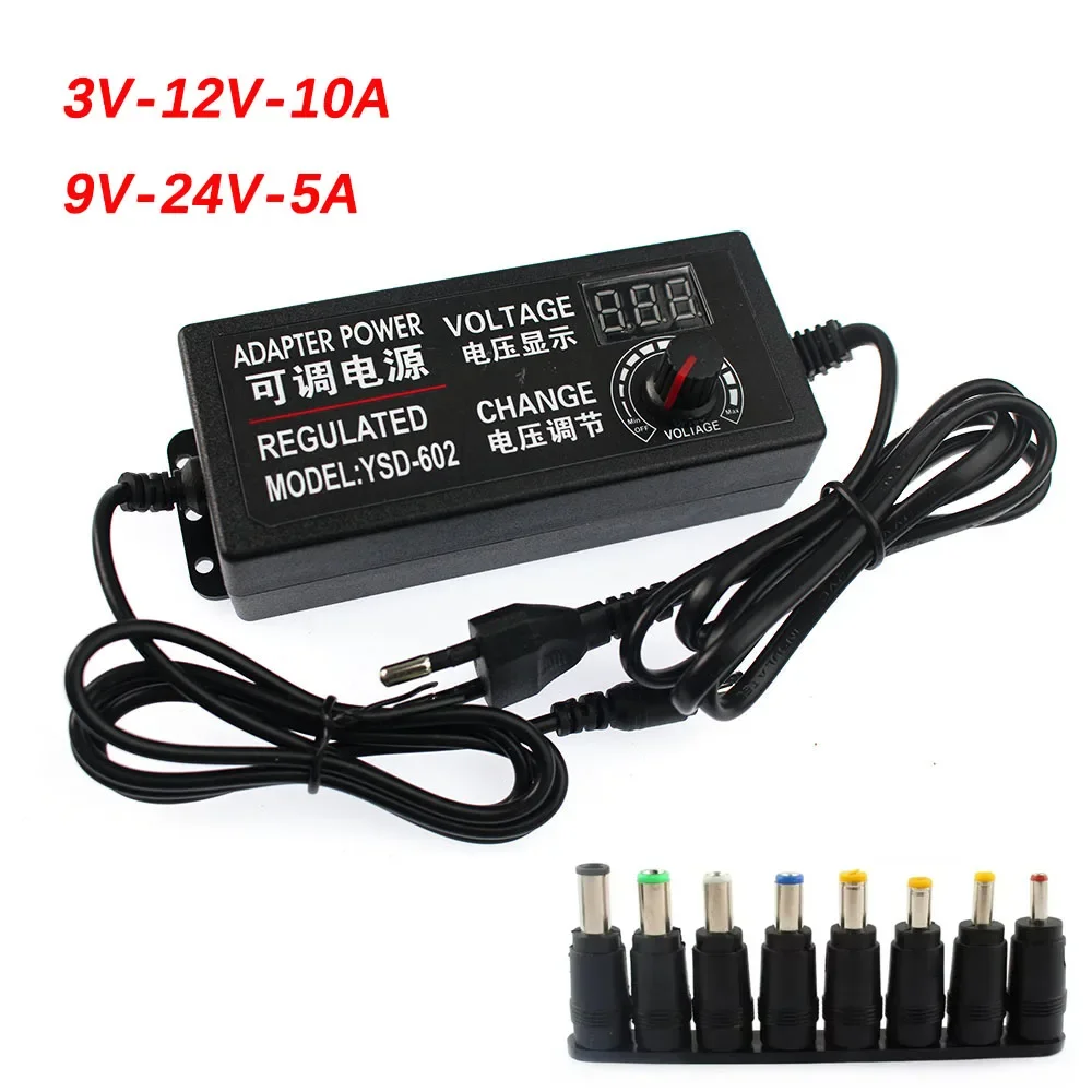 Adjustable Adapter Power Supply 3V 12V 24V AC-DC Power Supply Display Screen with Jack Adapter Plug Female , for Home Appliance