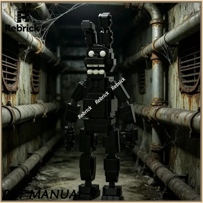 

Конструктор Shadow Bonnie Black Rabbit MOC: Коллекционный набор для сборки аниматронной фигурки-призрака из кирпичиков