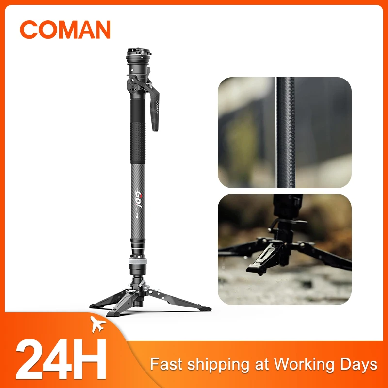 

COMAN M1S Carbon Fiber Monopod Lightweight Quick Release Plate DSLR Camera Travel Tripod Stand One Click Lifting