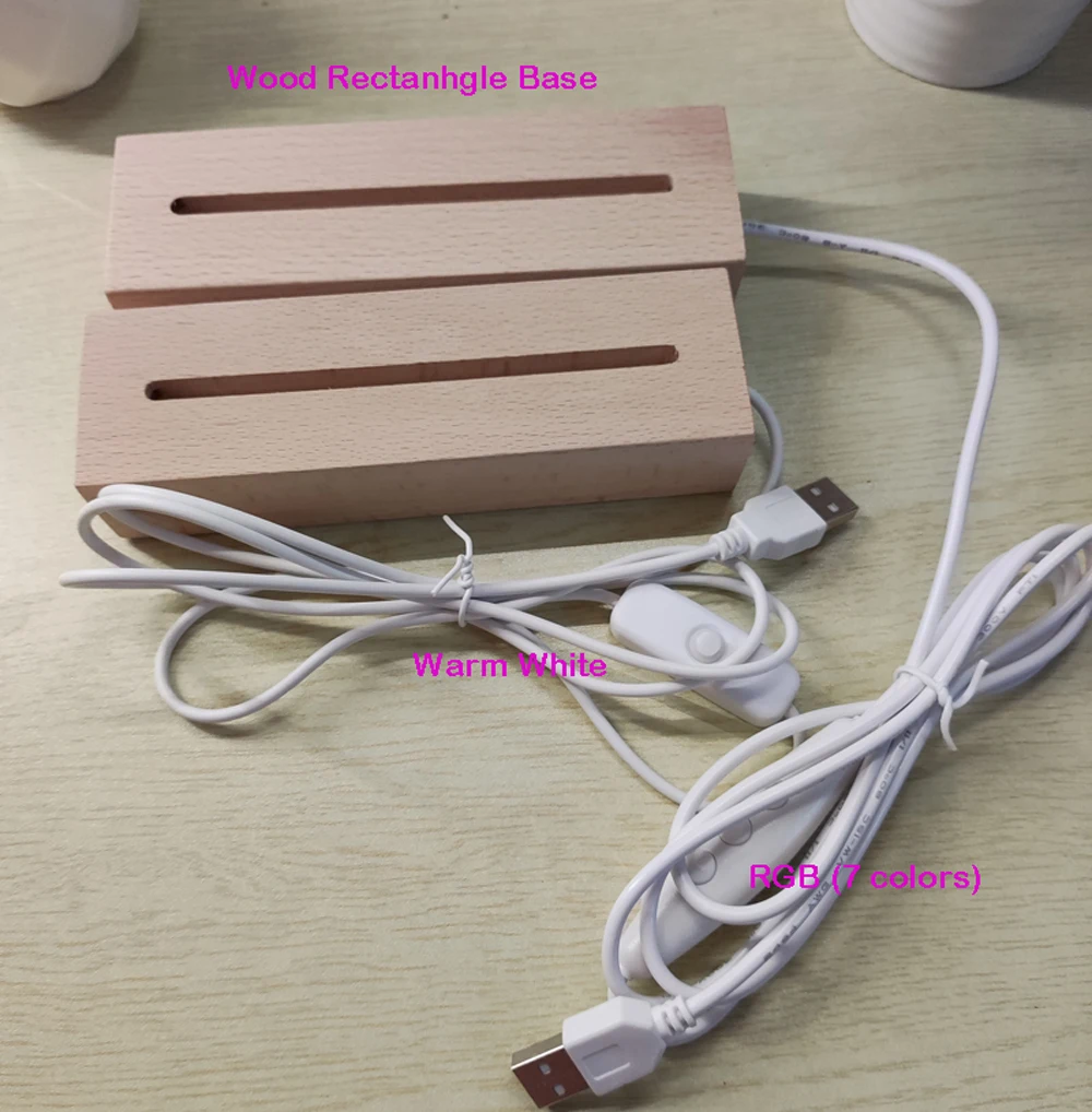 Kids Custom Name Acrylic Night Light Wooden Base LED Bedside Lamp Illusion Elephant Pattern Personalized Baby Birthday Gift