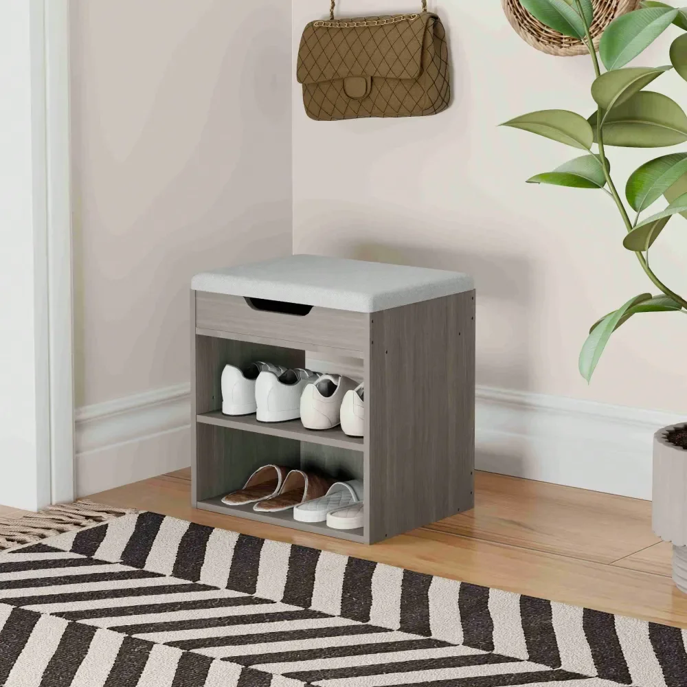 

DoubleLayer Storage Shoe Bench, Shoe Bench With Cushion, MultiLayer Storage Shoe Cabinet, ShoeChanging Bench With Adjustable Sh