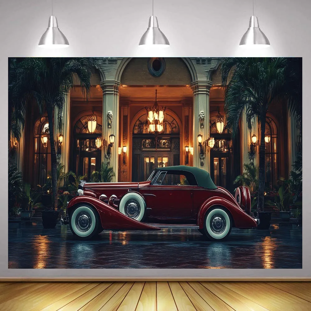 Great Gatsby 1920s Roaring 20s Birthday Party Decor Vintage Car Backdrop Wedding Dance Jazz Music Prom Photography Background