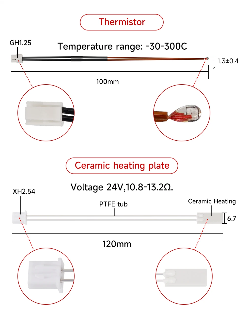 Upgrade V2 Hotend-Kit für Bambu Lab P1P X1 P1S X1C: Hotend-Thermistor, Bimetall-Hals, Bambulab-Düse aus gehärtetem Stahl, Druckkopf – Detail 9