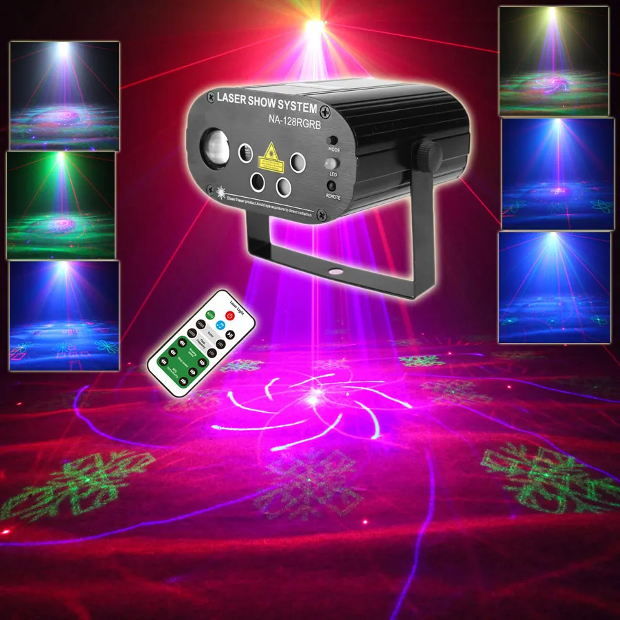 5 Lens RGB Laser 128 Patterns Projector Party DJ Light Disco Bar Christmas House Decorations Dance Stage Lamp Show Z11N6