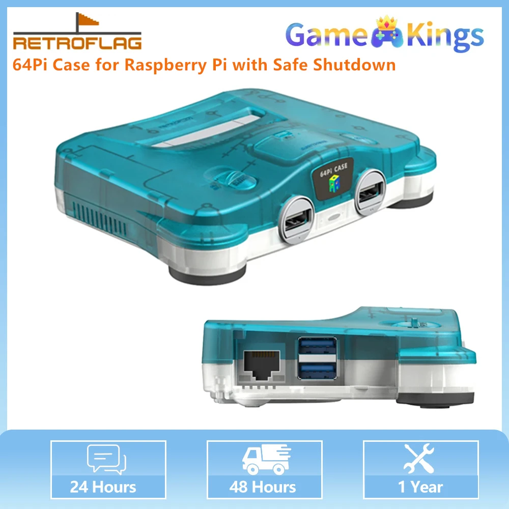 RetroFlag N64Pi Case for Raspberry Pi with Safe Shutdown and Reset Compatible with Raspberry Pi 5 Dual USB Ports SD Card Storage