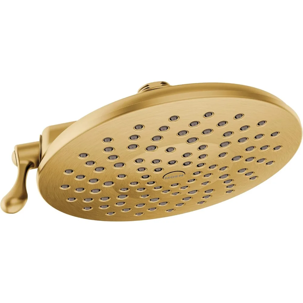 Velocity Brushed Gold Two-Function Rainshower 8-Inch Shower Head with Immersion Technology for a High-Pressure Rinse, S6320BG