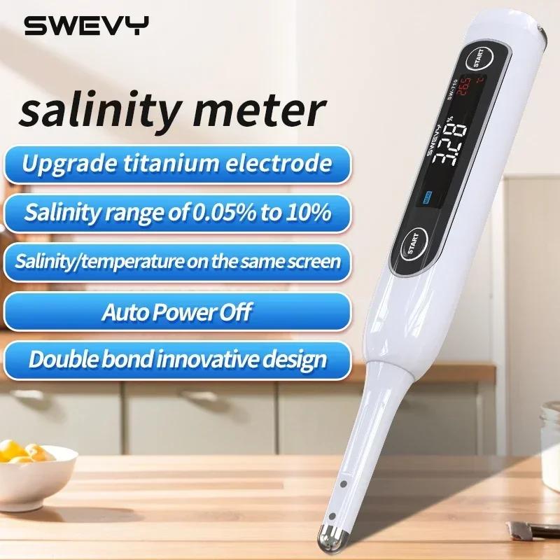 SWEVY Multi-Range Lcd Digital Display Electronic Salinity Meter, Suitable For Brine, Broth, And Pickles.