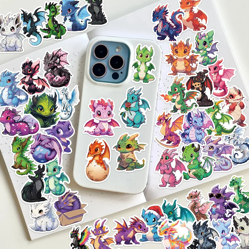 50pcs Cartoon Dragon Series Graffiti Stickers Suitable for Helmets Desktop Wall Decoration DIY Sticker Pack Wholesale