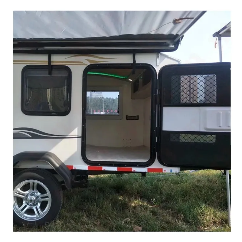 Black Frame White Panel 620x1050mm Rv Teardrop Door Xps Door Panel With Safety Net Caravan Door