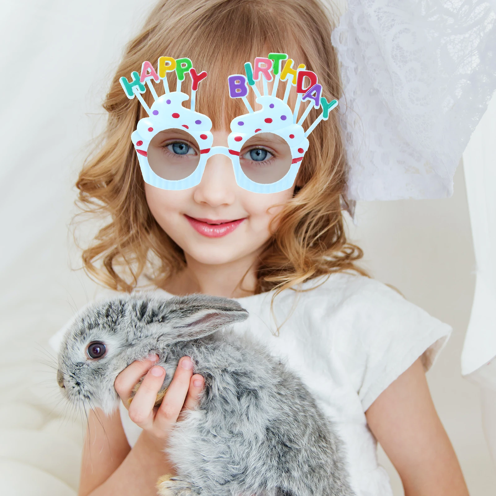 

2 Pcs Birthday Glasses Cake Decorations Party Funny Prom Cosplay Eyeglasses Child
