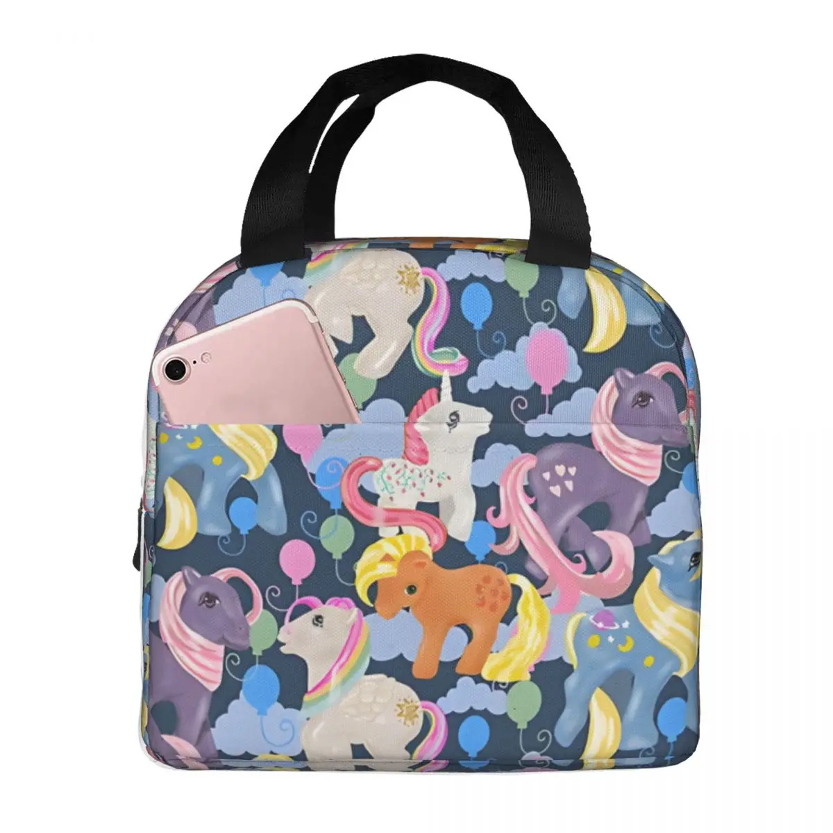 Strengthen Handles Food Preservation Bag Retro Pattern. Tote My Little Pony Outdoor Lunch Food Box Girl Kid