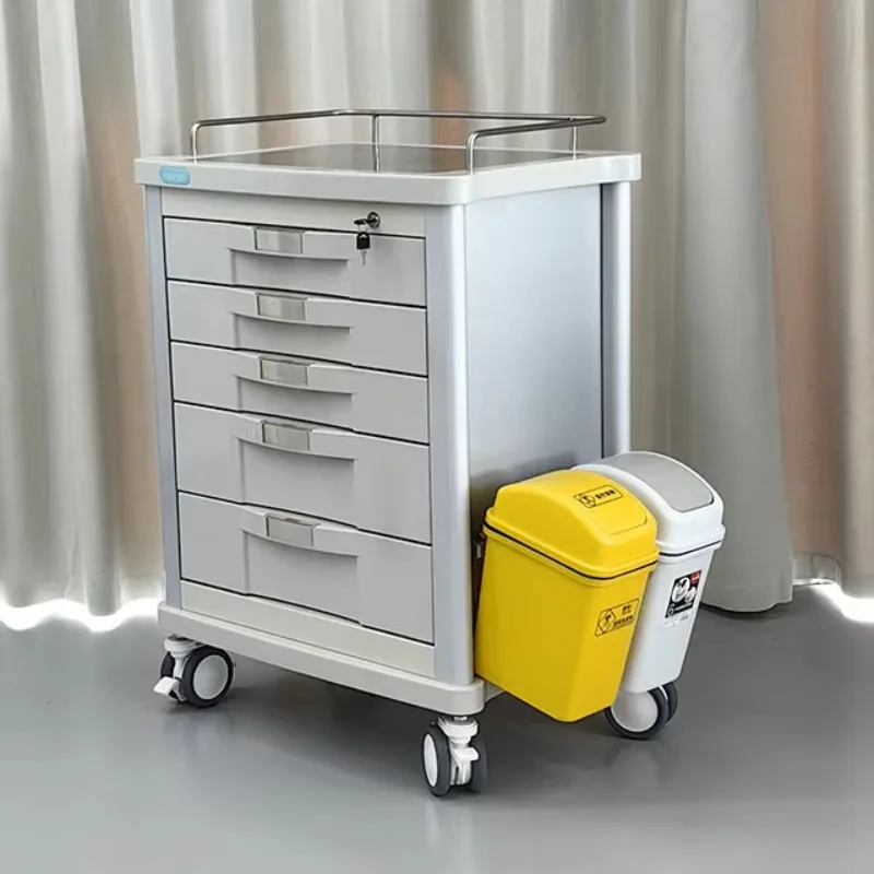 Carro médico de emergencia de gran capacidad 5 cajones ABS de acero inoxidable