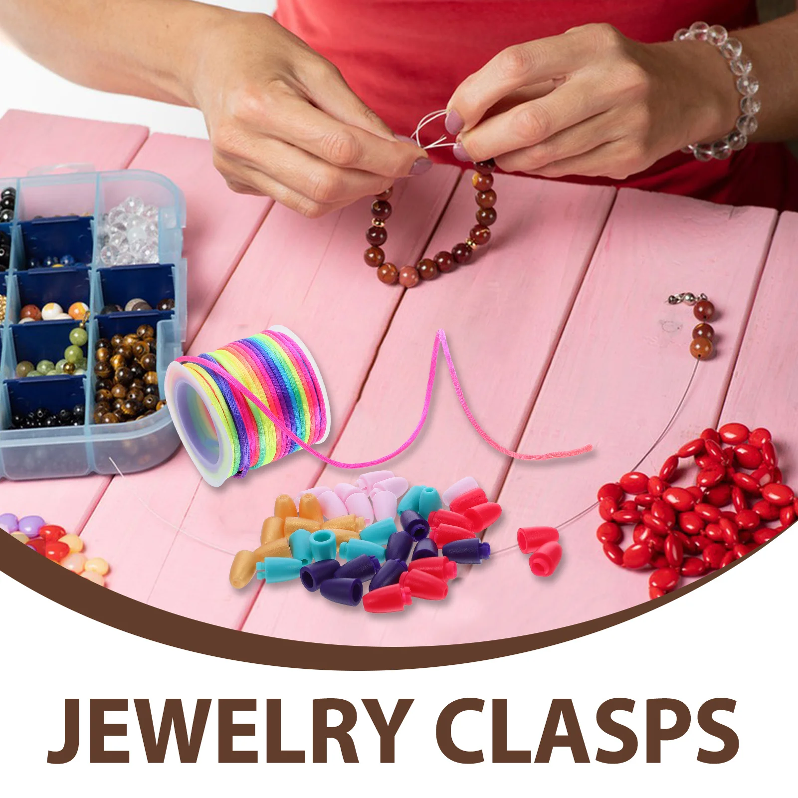 ตัวล็อคแบบปลดเร็วพลาสติกขนาด 24 มม. 10 ชิ้น 1 ชุด ตัวเชื่อมลูกปัดแบบถัง ตัวล็อคสายคล้องนิรภัย สำหรับทำสร้อยข้อมือ สร้อยคอ และเครื่องประดับ