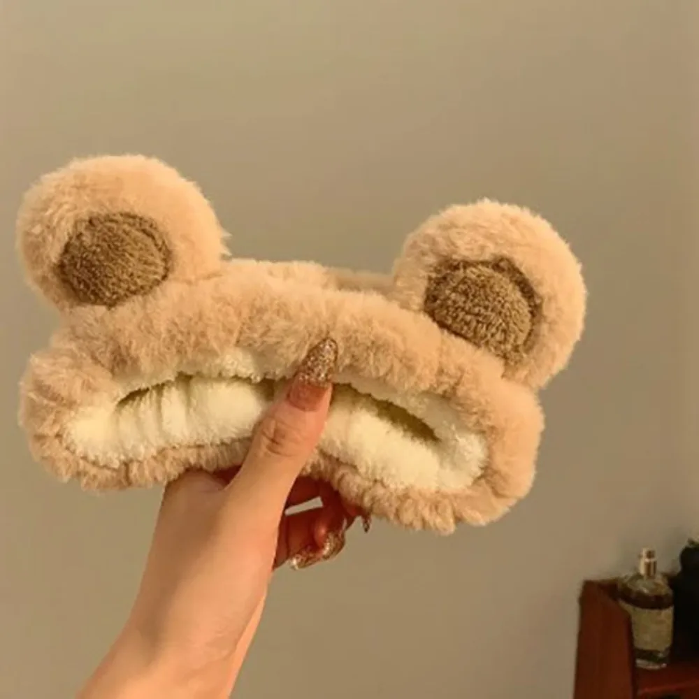 Niedliche Kopfbedeckung aus Plüsch, Gesichtswasch-Stirnband, kleine Bärenohren, Plüsch, Party-Haarschmuck, Shampoo-Stirnband