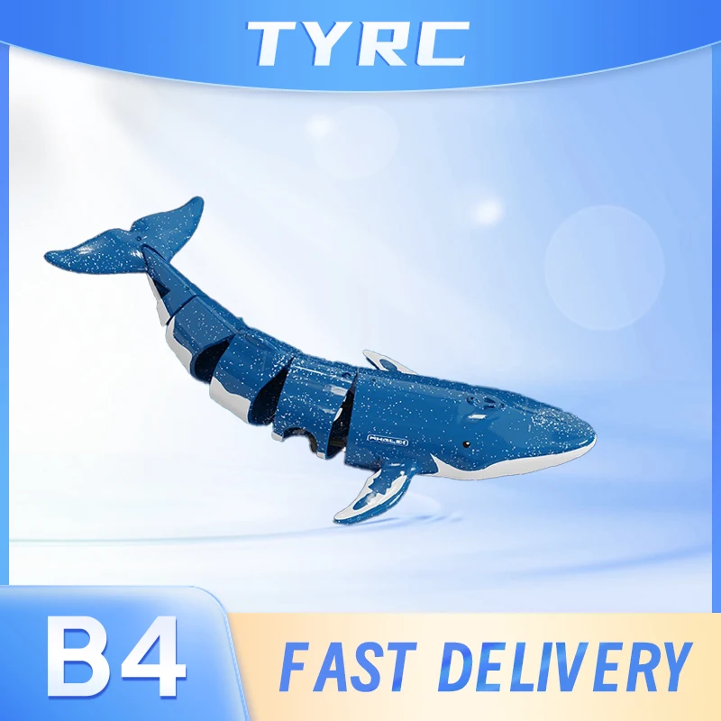 B4 2.4G Mini RC Water Spray Dive Whale Dual Propellerf Drive Waterproof Wireless Remote Control Whale Shark Gifts Toys for child