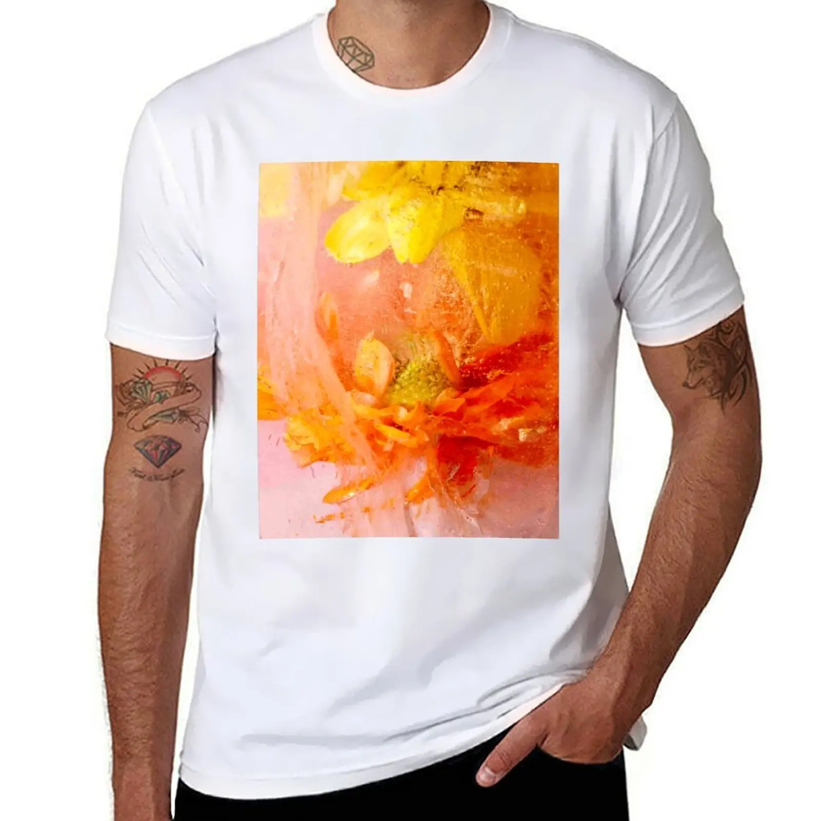 

Orange and Yellow Daisies T-Shirt cotton t shirts man 100% t shirts for man graphic vintage t shirt man luxury T-shirt