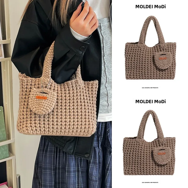 

Осенне-зимний вязаный хлопковый клатч для мобильного телефона, маленькая модная мягкая женская сумка, новинка 2025, цвет хаки