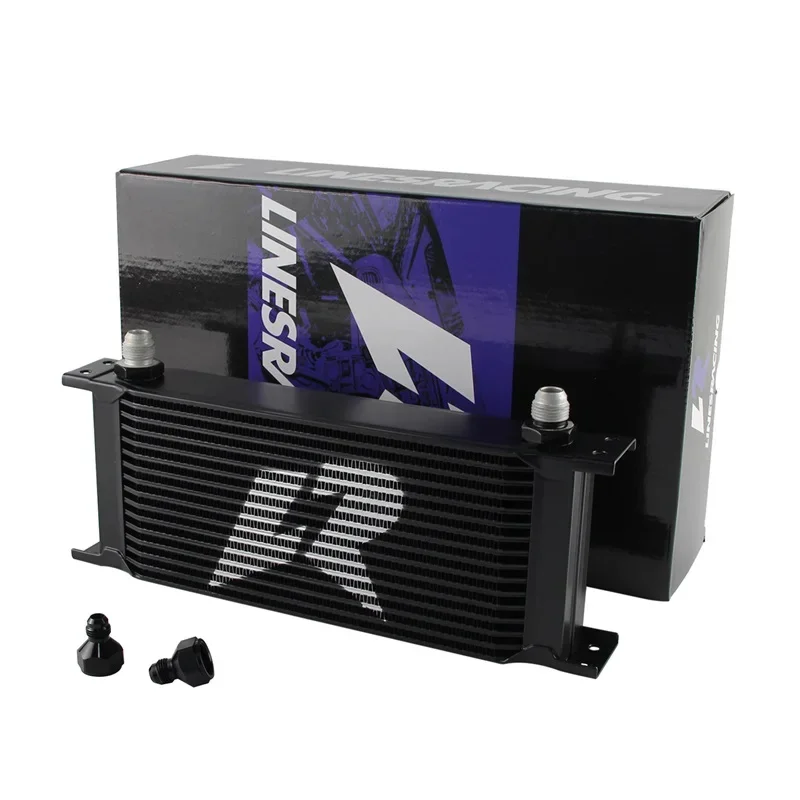 Oil Cooler Universal LR 16 Row AN8 Stacked Plate AN6 Adapter Transmission Engine Aluminium Radiator 248MM 3/4