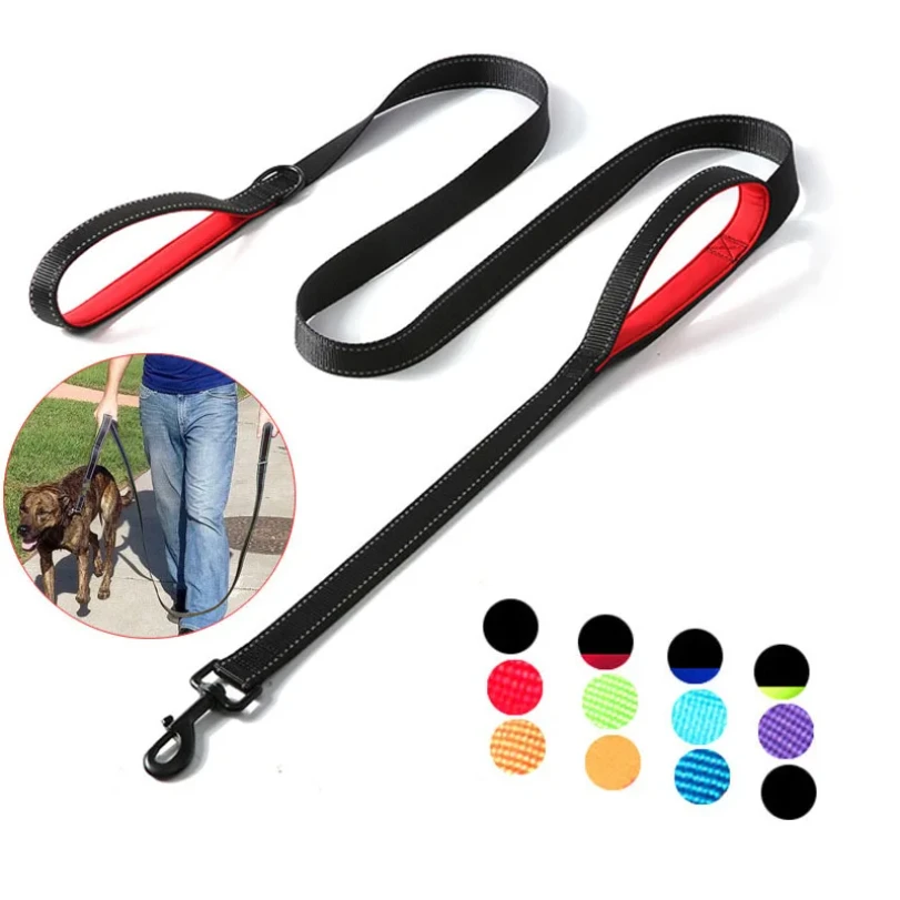 

1.2/1.5/1.8m Two Handle Heavy Duty Double Handle Nylon Dog Leash For Training Control Guard Rope Walking Cats Dogs Harness Lead