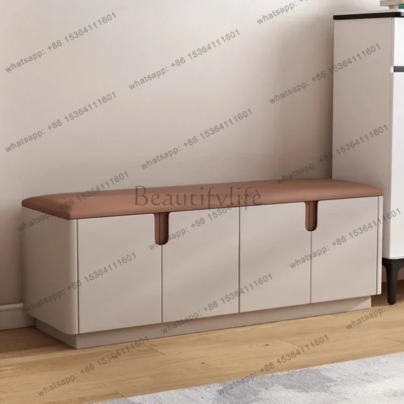Shoe Rack Shoes Organizer Rack Modern Furniture Light Luxury Solid Wood Door Can Sit Shoe Changing Stool