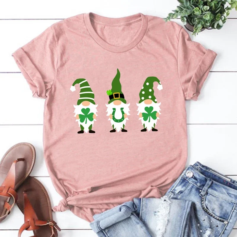 Shamrock Gnome Shirt St Patricks Day Gnome Women Clothing St Patricks Day Women Sexy Tops Vintage Streetwear Tee