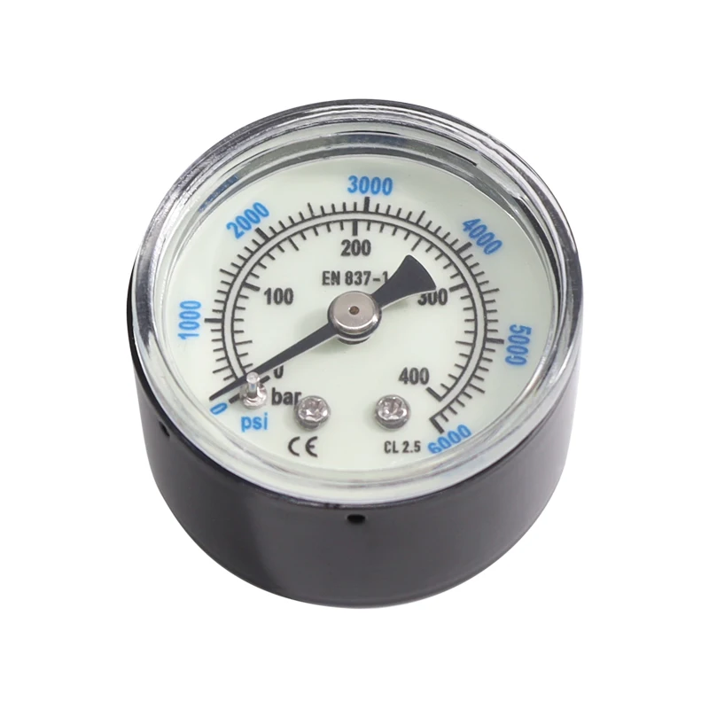 TUXING 1/8 NPT Manometer For Air Gas High Pressure Gauge 6000PSI Rear Back Double Scale Luminous Pressure Gauge