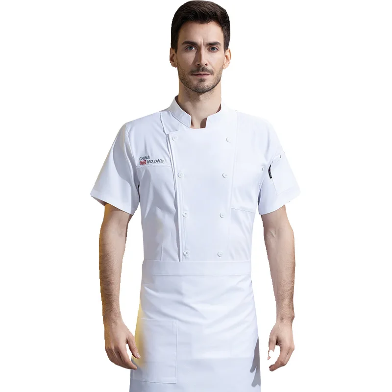 Western Restaurant BBQ Chef Short Sleeve Work Uniform Catering Hotel Restaurant Canteen Chef Summer Kitchen Clothes for Men