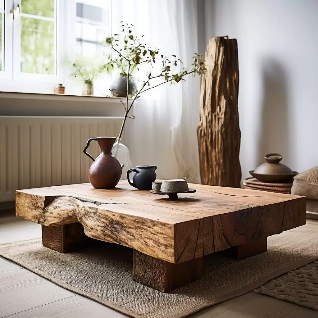 wabi-sabi wind old elm sofa coffee table living room household small apartment solid wood log tea table tea negotiation
